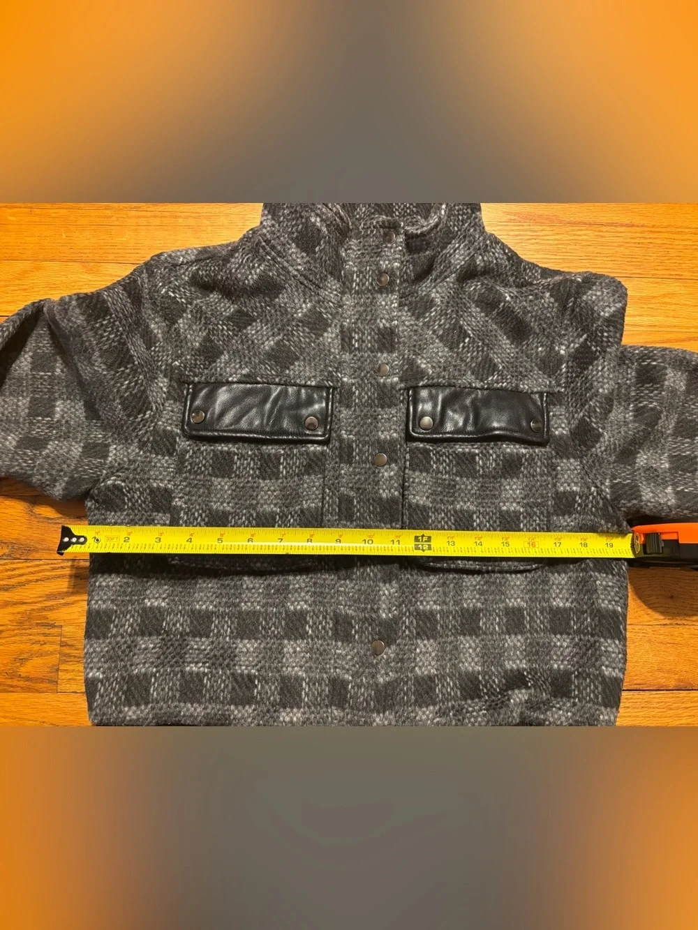 bagatelle Gray Plaid Bomber Jacket with Black Trim